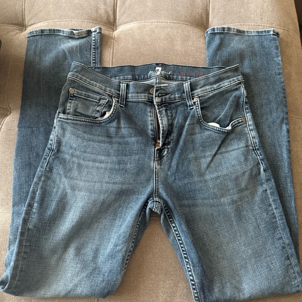 7 For All Mankind Women's Classic Blue Straight Leg Jeans